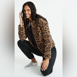 Madewell Sherpa Bomber Jacket in Leopard, like new condition, size Medium